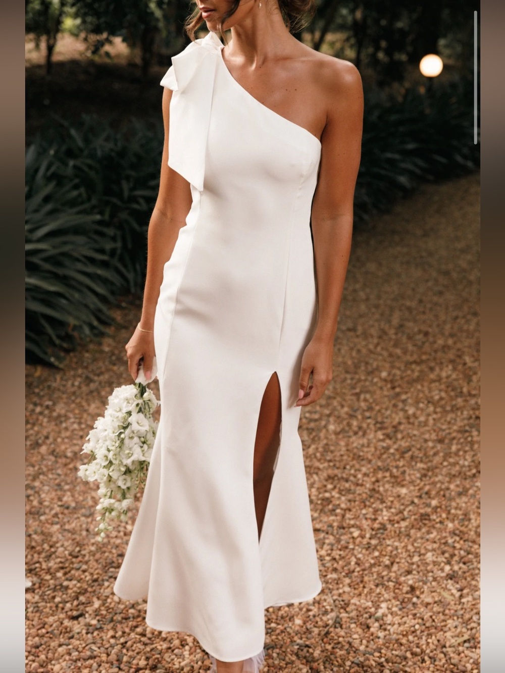 Petal & Pup Charmed One Shoulder Midi Dress - Off White